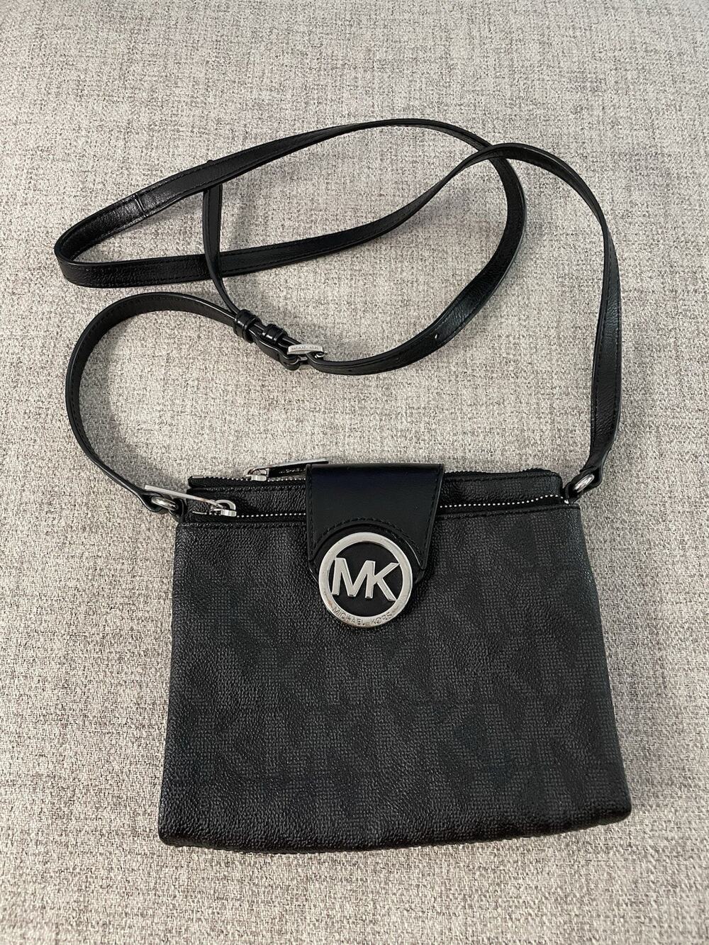 Michael Kors Black Leather Cross Body Purse
